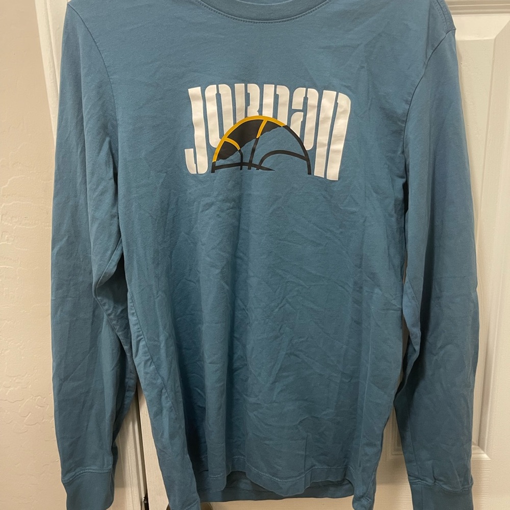 Jordan Gray Long Sleeve Tee with Red Logo
